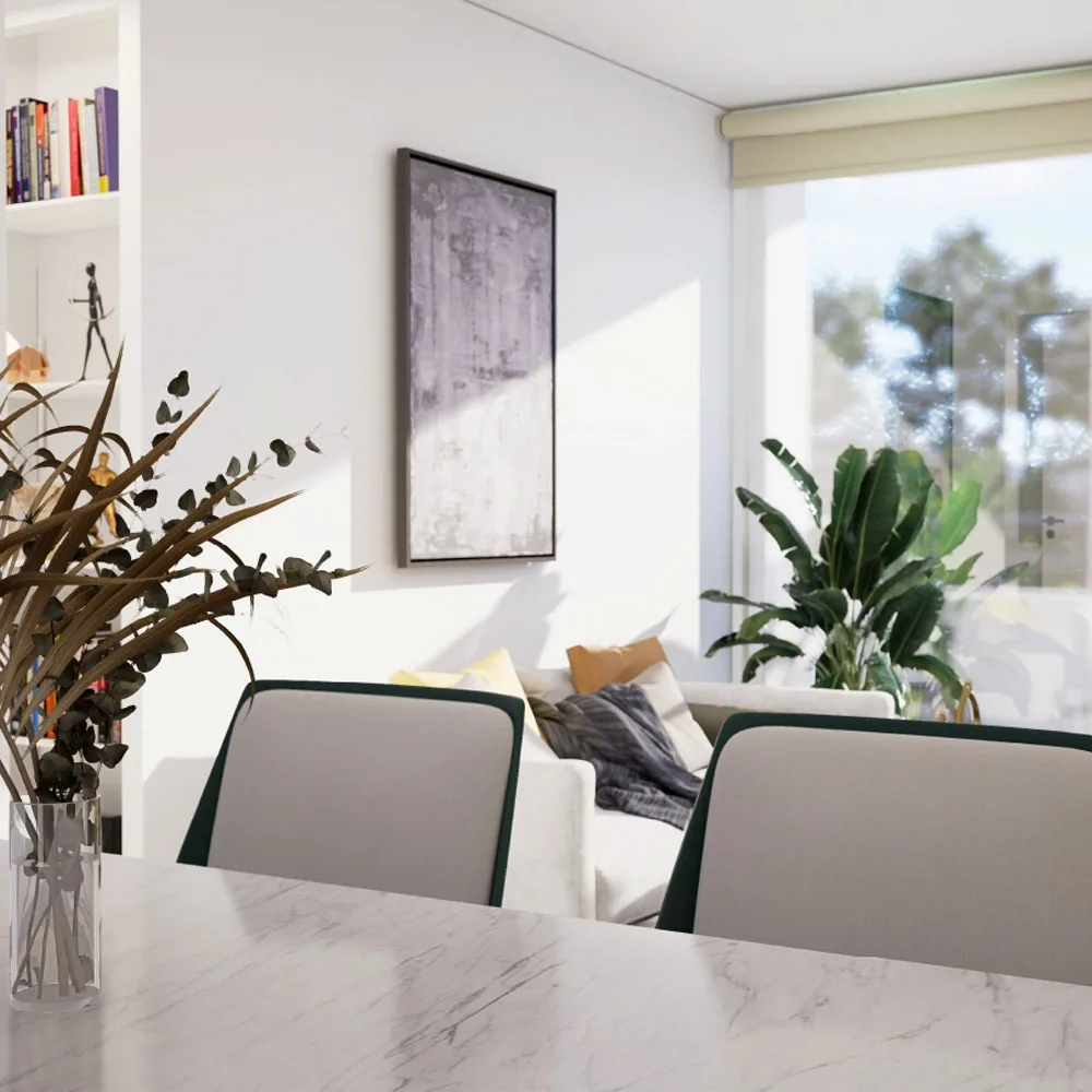 Living comedor de un departamento de Parque Poniente 5